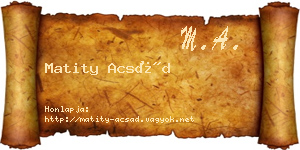 Matity Acsád névjegykártya